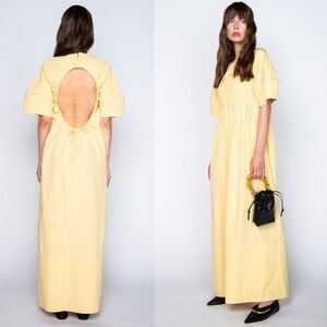 Jil Sander Pale Yellow Open-Back Maxi Dress